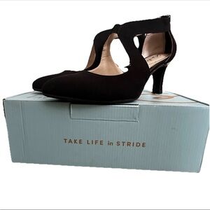 Life Stride Womens Giovanna Zip Up Comfort Dress Heels Block Black Size 8W